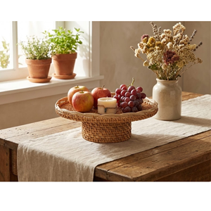 Plateau en rotin naturel en gros du Vietnam pour fruits, pain, support en osier tissé à la main pour la cuisine, la salle à manger et la décoration de la maison - Product Image 6