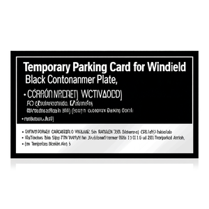 Tarjeta de Estacionamiento Temporal para Parabrisas, Negra, con Número de Contacto - Product Image 2