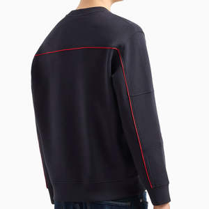 Sudadera con capucha y cremallera para hombre, negra, de punto, forrada, con costuras rojas, estilo casual urbano, OEM ODM, moda al por mayor - Product Image 2