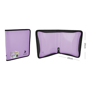 Logo personalizzato viola pastello A5 con cerniera a 2 tasche in pelle PVC cartella/borsa con motivo A4 taglie A6 - Product Image 1
