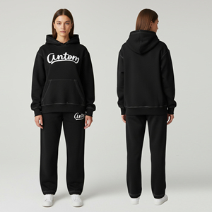Survêtement deux pièces oversize uni pour femme en coton 100% de qualité supérieure, service OEM - Product Image 1