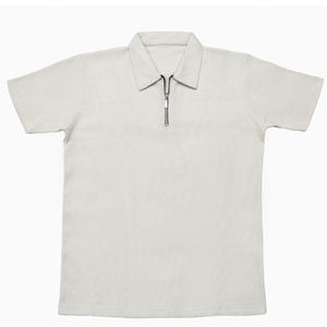 Polo de manga corta para hombre, camiseta informal ajustada de algodón con cuello a rayas en contraste y ribete de manga, tela suave transpirable - Product Image 1