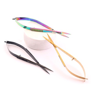 Professional Spring Scissor Stainless Steel Shape <b>Tool</b> Eyebrow Nose Hair Clip Tweezer <b>Remover</b> With Leather Pouch Packing - Product Image 5