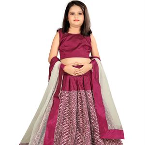 Shoryam Fashion Lehenga Choli pour enfants, longueur au sol |   Vêtements ethniques pour filles de 2 à 5 ans |   Broderie pour tenue de soirée violette |   Tout - Product Image 1