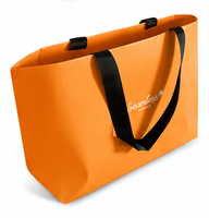 Sac en papier personnalisé de qualité supérieure de couleur violette pour cadeaux de mariage de marques de mode, avec poignée en ruban de satin noir de 4 cm de largeur