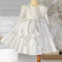 Robe de fête Tafta à manches longues pour filles avec nœud d'épaule Nhung Nguyen Made In Vietnam Utilisé pour le froid hivernal