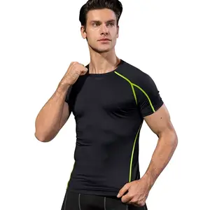 巴基斯坦工厂制造男士压缩t恤排汗短袖压缩上衣健身房肌肉t恤