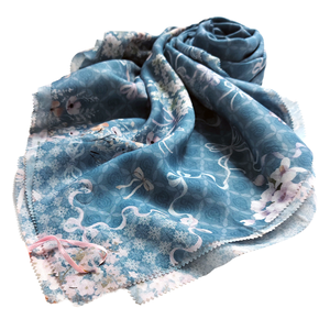 Premium Reiko Série À Manches Courtes Écharpe En Coton Respirant Denim Hijab pour Adultes À La Mode OEM Impression Traditionnelle Musulmane - Product Image 5