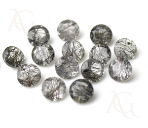 Quartz rutile noir rond à facettes de qualité supérieure pour la fabrication de bijoux en argent et or 8mm prix de gros Quartz - Product Image 1