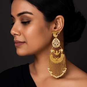 Celebrity Inspired Traditional Elegance Chandbalis Stunning Mix of Luxurious Pearls with Modern Flair Pearl Work Ear Jewelry - Product Image 1