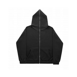Sudadera con capucha y cremallera completa OEM de alta calidad, 100% algodón, transpirable, de forro polar sólido, informal para hombre, ideal para invierno. - Product Image 3
