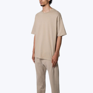 T-shirt surdimensionné 100% coton pour hommes de haute qualité épais et lourd Design uni personnalisé style décontracté tricoté - Product Image 2