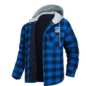 Camisas de Franela con Capucha para Hombre, Manga Larga, Botones, Chaquetas a Cuadros, Suéter Casual Ligero, Camisa de Franela con Capucha para Hombre - Product Image 3