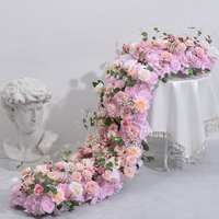 Chemin de table en fleurs de soie de luxe personnalisé, centre de table floral romantique écologique pour la décoration de table à manger, décorations de mariage
