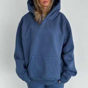 Sudadera con capucha de peso pesado con logotipo personalizado y bolsillos, puños acanalados, Capucha con cordón, sudadera informal, sudaderas con capucha para mujer - Product Image 1