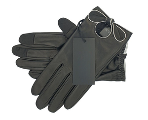 ผู้หญิงถุงมือหนังมีโบว์สำหรับผู้หญิงถุงมือหนังแฟชั่นทำจากผ้าไหม - Product Image 5