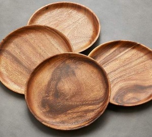 Assiette et vaisselle en bois fruits pour fête de mariage avec vaisselle taille différente et couleur bois naturel - Product Image 2