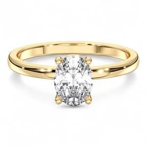 Anillo de compromiso solitario de 1,50 quilates de corte ovalado, conjunto de puntas de diamante de moissanita de quilates, hecho en platino para mujer - Product Image 5