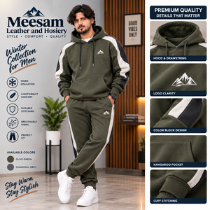 <b>Men's</b> Winter Zip-Up Hoodie & Pants Set <b>Navy</b> Blue Charcoal Grey <b>Fleece</b> Tracksuit Casual Wear - Product Image 2