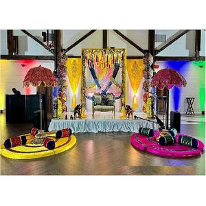 Decoración de Escenario Colorida para Noche de DJ Musulmán, Decoración de Escenario para Noche de Sangeet de Boda India, Decoración de Escenario Colorida para Mehndi de Boda India, Reino Unido - Product Image 1