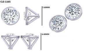 2 Ct Round Cut Moissanite Stud Bezel Set <b>Earrings</b>, Wedding Gift For Women's, Diamond Push Back <b>Earrings</b>, Solid 14K <b>White</b> Gold - Product Image 6