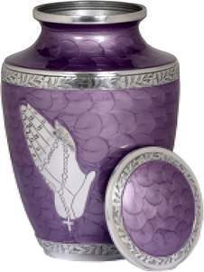 Praying Hand Large Adult Urn for Human Ashes |A Simple Elegant, Handcrafted and Minimalistic Place for <b>Your</b> <b>Loved</b> One- Purple - Product Image 3