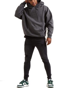 Venta al por mayor de lujo personalizado peso pesado hombres Sudadera con capucha de gran tamaño Fabricación de algodón pesado francés Terry Sudadera con capucha sin cuerda - Product Image 4