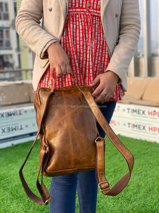 New Arrival Real Handmade Full Grain Crunch <b>Leather</b> Travel Backpacks Personalized Unisex Rustic Brown Vintage <b>Laptop</b> Backpacks - Product Image 5