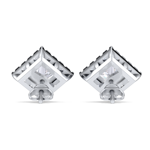 1.38CT Princess Cut Diamond Double Halo Stud <b>Earrings</b> in 925 <b>Solid</b> Sterling <b>Silver</b> Luxury Bridal Jewelry - Product Image 2