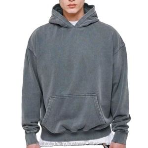 Wholesale Custom Heavyweight Acid Wash Oversize Unisex <b>Hoodies</b> High Quality French Terry Heavy Washed <b>Grey</b> Color Streetwear - Product Image 5