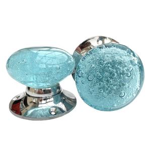 Perillas de cristal turquesa para puerta, perillas de cristal con burbujas, estilo Vintage, con cerradura de celosía, MLH 108 - Product Image 1