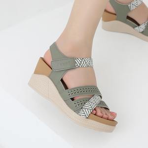 [JSHOE] Women Action Cowhide Leather Platform Strap Sandals 7cm <b>Wedge</b> <b>Heel</b> Comfort Casual Walking Shoes - Product Image 1