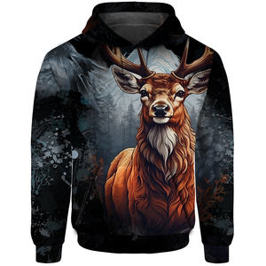 Sudadera con capucha de lana con sublimación de León impresa personalizada unisex, ropa informal, técnica teñida lisa, venta al por mayor para la temporada de primavera - Product Image 6