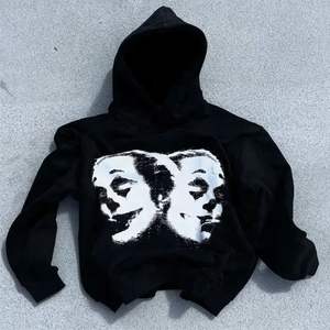 600 Gsm Acid Wash Heavyweight <b>Hoodies</b> Pullover Streetwear Patches Custom Embroidery Hoodie for Men - Product Image 5