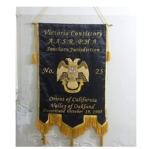 Bandera de las Héroines Masónicas de Jericó con Flecos Dorados Estampados, 30x42 Pulgadas, Bandera del Capítulo del Arco Real, Tamaño 36x54, Incluye Barra Transversal - Product Image 2