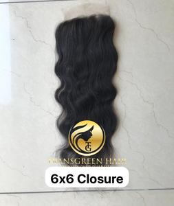 Vente en gros extension de cheveux humains naturels tissage dentelle transparente 6x6 20 \ "indien donneur unique femmes vague naturelle fermeture de cheveux - Product Image 1