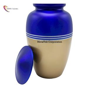 Urne de crémation adulte classique en or bleu Triband pour cendres humaines et animales urnes funéraires en métal enterrement souvenir décoratif Style américain - Product Image 4