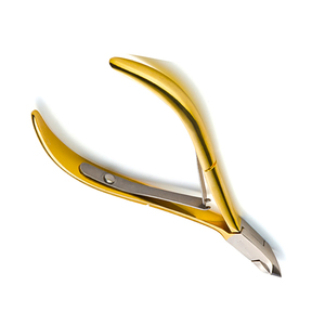 Venta al por mayor Pinza para cutículas Mango dorado Removedor de piel muerta Junta de regazo Pinza para uñas de doble resorte Tamaño 5 pulgadas - Product Image 3