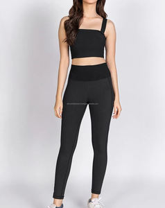 Conjunto de Yoga de 2 Piezas para Mujer, Cuello en V, Logotipo Personalizado en la Parte Delantera, Cintura Alta, Elástica, Secado Rápido, Transpirable, Spandex/Nailon 3D - Product Image 3