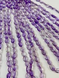 Cuentas de forma ovalada de 8x10mm facetadas de cuarzo sombreado Natural AAA, hebra de 14 pulgadas para hacer joyas, cuentas de piedra - Product Image 4