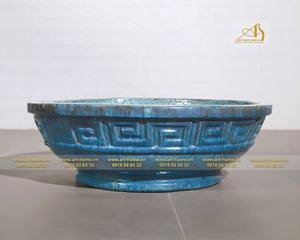 Maceta de cerámica galvanizada azul-verde, diseño moderno, respetuosa con el medio ambiente, duradera para el hogar, plantación, decoración de jardín, mejora - Product Image 1