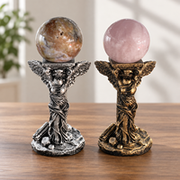 Support de sphère en résine, déesse à bras cassé, statue ailée vintage, support de boule de cristal, base de présentation pour décoration intérieure