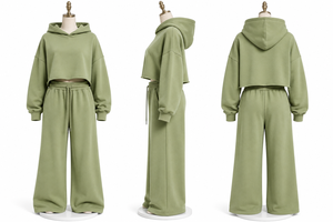 Survêtement oversize à capuche et pantalon large pour femme ONE APEX, vert sauge, en molleton 100 % coton épais à séchage rapide - Product Image 5