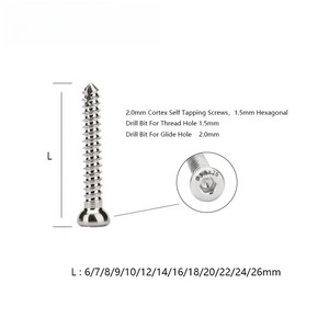 Vis corticales orthopédiques en acier inoxydable pour animaux, instruments chirurgicaux vétérinaires - Product Image 3