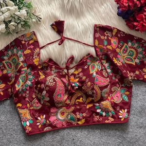 Exclusivo desgaste de la boda pesado Chinon con la posición de impresión del fabricante de blusas de Surat a la tarifa más baja - Product Image 6