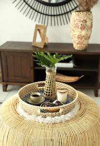 Plateau de service en rotin en osier de bambou naturel de haute qualité pour ustensiles de cuisine accessoires de maison et artisanat de décoration - Product Image 3