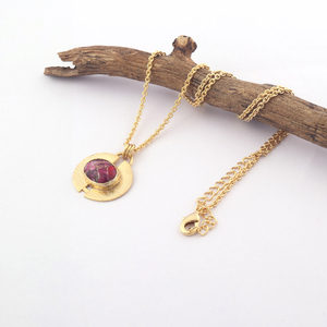 เครื่องประดับสร้อยคอ mohave ทองแดงทับทิมทับทิมสร้อยคอจี้ทองเหลืองทองชุบทองโลหะแปรงสร้อยคอ - Product Image 2