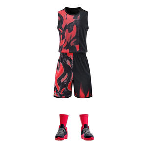 Conjunto de Uniforme de Baloncesto Sublimado Personalizado, Transpirable, Talla Grande, Estampado, de Alta Calidad, 100% Poliéster, Sin Mangas - Product Image 3