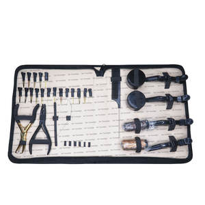 Compre herramientas de extensión de cabello preadheridas para el trabajo del salón, alicates para abalorios, tarro de cuentas, peine trasero para el cabello - Product Image 1