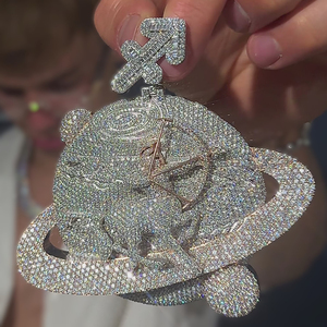 Pass Diamond Tester Iced Moissanite nombre colgante personalizado oro rosa 18K chapado en oro VVS diamante Hip Hop letra enlace cadena regalo - Product Image 5